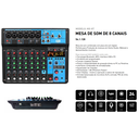 Ver imagem 5 de CONSOLE MESA DE SOM MIXER 8 CANAIS PHANTOM BLUETOOTH AZUL