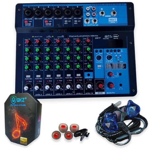 CONSOLE MESA DE SOM MIXER 8 CANAIS PHANTOM BLUETOOTH AZUL