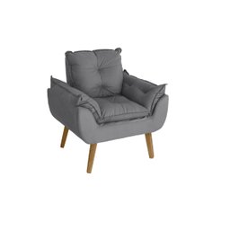 Kit 2 Poltronas Decorativas Opala Suede Cinza Smf Decor - 2