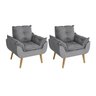 Kit 2 Poltronas Decorativas Opala Suede Cinza Smf Decor - 1