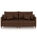 Ver imagem 5 de Sofá 3 Lugares Living 192cm Pé Madeira Zoe Sintético Marrom Z08 - Mpozenato