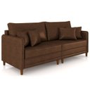 Ver imagem 2 de Sofá 3 Lugares Living 192cm Pé Madeira Zoe Sintético Marrom Z08 - Mpozenato