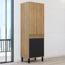 Ver imagem 1 de Paneleiro 2 Portas 70cm Thalita Yescasa Marrom/Nogal Manchester/Preto