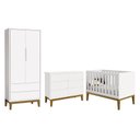 Ver imagem 1 de Dormitório Completo Infantil Classic 2 Portas, Cômoda 6 Gavetas e Berço Branco Fosco com Pés Amadeir