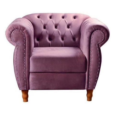 Sofá Nobreza Poltrona Chesterfield Vintage Retrô Clássico Veludo Roxo