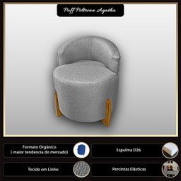 Puff Poltrona com Encosto Confortável Decorativa Orgânica para Recepção Linho Agatha - 3