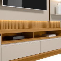 Conjunto Rack com Painel Modulado para Tv até 70" e 2 Módulos Laterais Ripado Paulina Tauari/off Whi - 7 Conjunto Rack com Painel Modulado para Tv até 70" e 2 Módulos Laterais Ripado Paulina Tauari/off Whi - 7