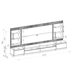 Conjunto Rack com Painel Modulado para Tv até 70" e 2 Módulos Laterais Ripado Paulina Tauari/off Whi - 10 Conjunto Rack com Painel Modulado para Tv até 70" e 2 Módulos Laterais Ripado Paulina Tauari/off Whi - 10