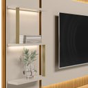 Ver mais imagens de Conjunto Rack com Painel Modulado para Tv até 70" e 2 Módulos Laterais Ripado Paulina Tauari/off Whi