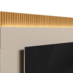 Conjunto Rack com Painel Modulado para Tv até 70" e 2 Módulos Laterais Ripado Paulina Tauari/off Whi - 6 Conjunto Rack com Painel Modulado para Tv até 70" e 2 Módulos Laterais Ripado Paulina Tauari/off Whi - 6