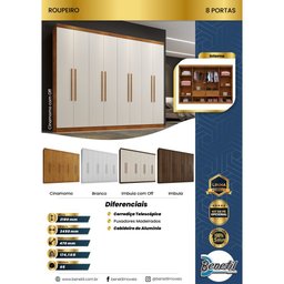 Guarda Roupa New Premium 8 Portas 4 Gavetas 8 Prateleiras - Benetil - 6