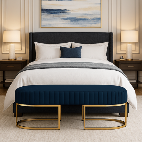 Recamier Glow 110cm Puff Moderno Premium Sala e Quarto:azul