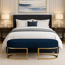 Ver imagem 1 de Recamier Glow 110cm Puff Moderno Premium Sala e Quarto:azul