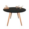 Mesa Jantar Pés Palitos Tampo Redondo Vidro Laqueado 140cm Preto - 1