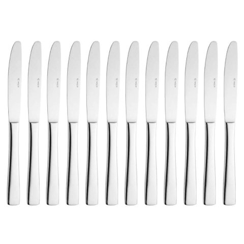 Jogo 12 Facas de Mesa Aço Inox 23,5cm Pisa Wolff Jantar Almoço Mesa Posta