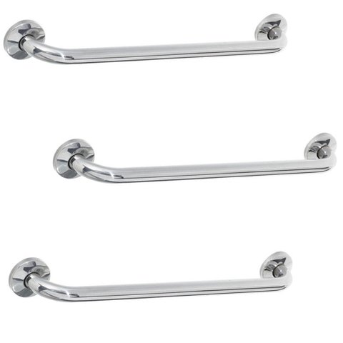 Alça de Apoio 60cm Inox Barra Kit 3 Unidades Cadeirante Deficiente Segurança Banheiro Idoso Acessibi