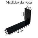 Ver imagem 6 de Kit 3 Cantoneiras Embutidas Formato L Estilo Moderno 10cm Mão Francesa para Prateleira Preto