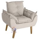 Ver imagem 2 de Kit 02 Poltrona/cadeira Decorativa Glamour Opala com Pés Quadrado Bege