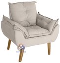 Ver imagem 2 de Kit 02 Poltrona/cadeira Decorativa Glamour Opala com Pés Quadrado Bege