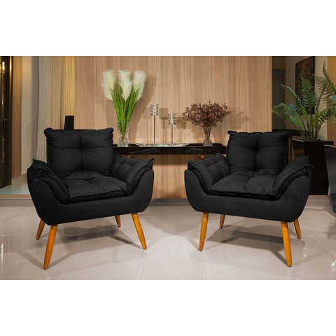 Kit 2 Poltronas Opala Preto V8 Decor:preto