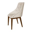Ver imagem 3 de Kit 4 Cadeiras de Jantar Luxo Estofada Elisa Anatômica Capitonê Linho Bege Base Madeira Maciça Imbui