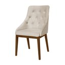 Ver imagem 2 de Kit 4 Cadeiras de Jantar Luxo Estofada Elisa Anatômica Capitonê Linho Bege Base Madeira Maciça Imbui