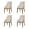 Kit 4 Cadeiras de Jantar Luxo Estofada Elisa Anatômica Capitonê Linho Bege Base Madeira Maciça Imbui - 1