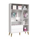 Ver imagem 3 de Dormitório Completo Infantil Theo 3 Portas, Cômoda 6 Gavetas e Berço Branco Fosco com Pés Amadeirado
