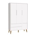 Ver imagem 2 de Dormitório Completo Infantil Theo 3 Portas, Cômoda 6 Gavetas e Berço Branco Fosco com Pés Amadeirado