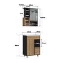 Ver imagem 4 de Gabinete de Banheiro 3 Portas 60cm MDP Grafite e Mel com Espelheira e Lavatório - Emovell