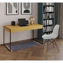 Ver imagem 1 de Mesa de Escritório Industrial Malta Canela 137x53cm Base Ferro Preto com 1 Cadeira Branca Eames Eiff