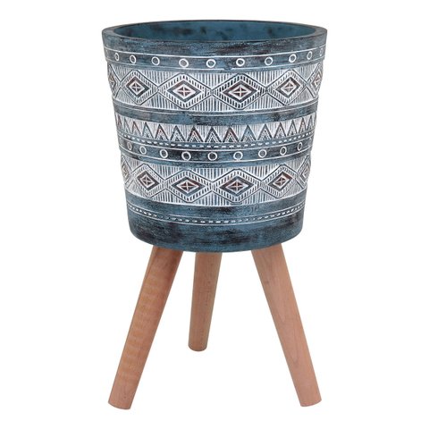 Cachepô Resina 54x32x32cm Cinza Vaso Decorativo Enfeite Casa Planta