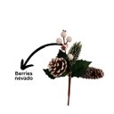 Ver imagem 3 de Kit 3 Galhos Natal Pick Nevado Folhagens Pinhas e Berries Branco 18cm - Magizi