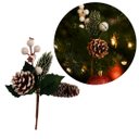 Ver imagem 6 de Kit 3 Galhos Natal Pick Nevado Folhagens Pinhas e Berries Branco 18cm - Magizi
