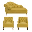 Ver imagem 1 de Divã Larissa 150 cm e 2 Poltronas Genesis Suede Amarelo - LM DECOR