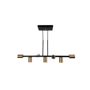 Luminária de Teto Pendente Rubis para 7 Lâmpadas 68cm Moderno Industrial - Preto/cobre Verniz