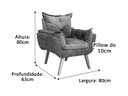 Ver imagem 2 de Poltrona Decorativa 1 Lugar Preto 504 Nobel