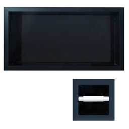 Nicho e Porta Papel em Porcelanato Preto Nero Polido - 4