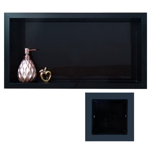 Nicho e Porta Papel em Porcelanato Preto Nero Polido