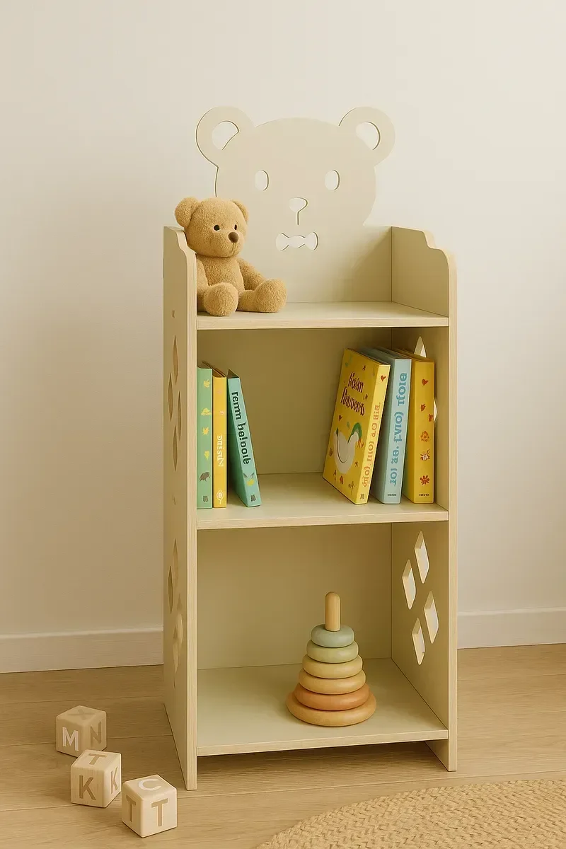 Mesa de Cabeceira Infantil Prateleira de Urso Brinquedoteca:titânio - 3