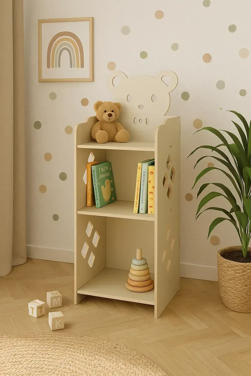 Mesa de Cabeceira Infantil Prateleira de Urso Brinquedoteca:titânio - 1