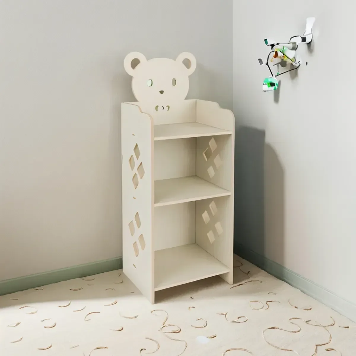 Mesa de Cabeceira Infantil Prateleira de Urso Brinquedoteca:titânio - 2