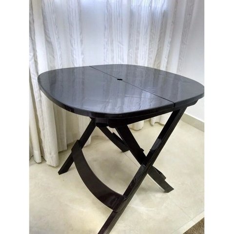 Kit 6 Mesa Dobrável de Plástico Resistente Prática Barata Cor:preto