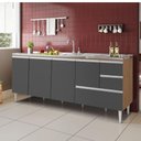 Ver imagem 1 de Balcão Maceió para Pia 2,00 Mt 4 Portas com Gavetão Amêndoa Grafite