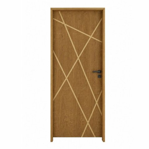 Porta Agatha 72x210 Fechadura Externa Preto Lado Esquerdo
