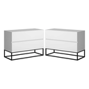Ver imagem 1 de Conjunto Duas Mesas de Cabeceira Eros 60cm Pés Preto 2 Gavetas Fosco Quarto:branco