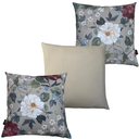 Ver imagem 1 de Kit 3 Capas de Almofada Impermeável Estampa Digital 100% Algodão Flor Branca Vinho Creme Claro 43CMX