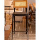 Ver imagem 2 de Banqueta Mittal Assento Courino Preto e Encosto em Palha Sextavada 97 Cm - 67757