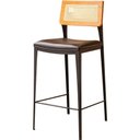 Ver imagem 1 de Banqueta Mittal Assento Courino Preto e Encosto em Palha Sextavada 97 Cm - 67757