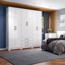Ver imagem 3 de Guarda-Roupa Casal 6 Portas e 3 Gavetas Caju - Henn - Branco